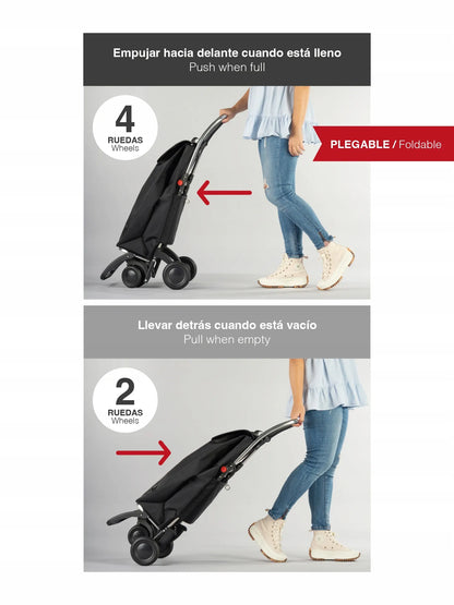 Sulankstomas pirkinių vežimėlis „Rolser I-Max Tweed 4LT“, 4 ratai, 2 pasukami, pilkas