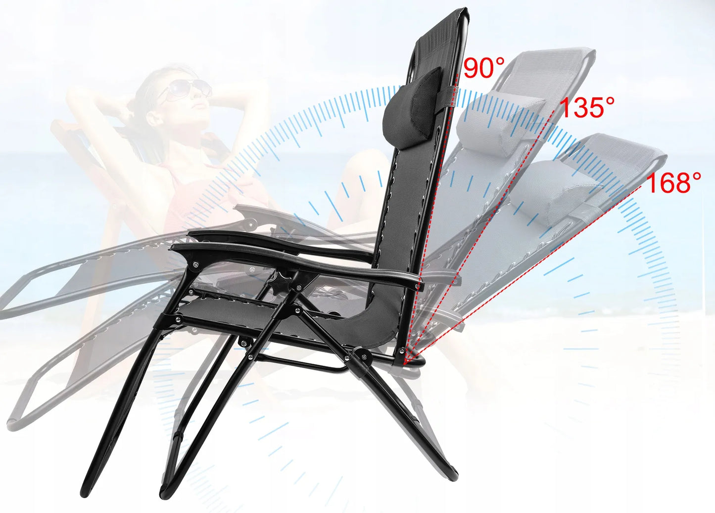 Sulankstomas sodo gultas Maltec PARADISE Zero Gravity, pilkas