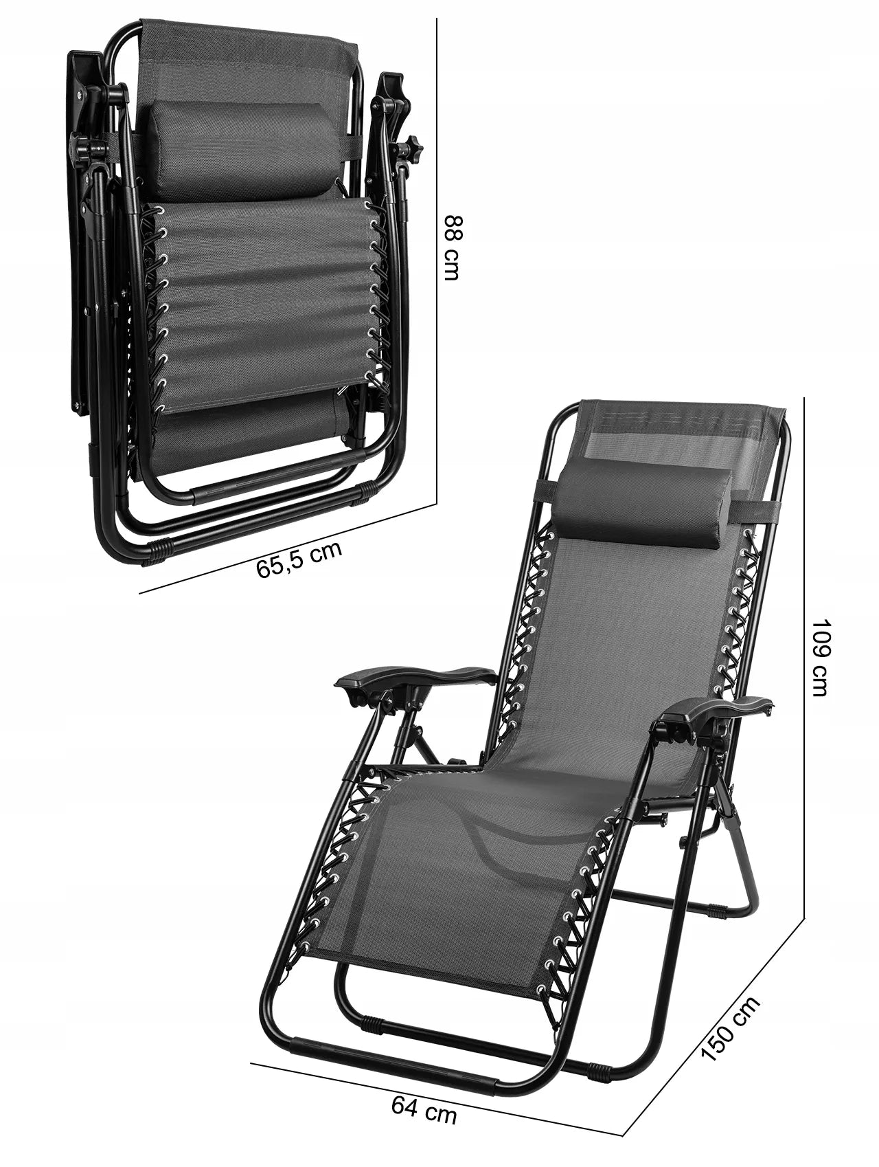 Sulankstomas sodo gultas Maltec PARADISE Zero Gravity, pilkas