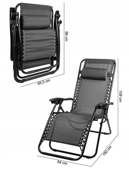 Sulankstomas sodo gultas Maltec PARADISE Zero Gravity, pilkas