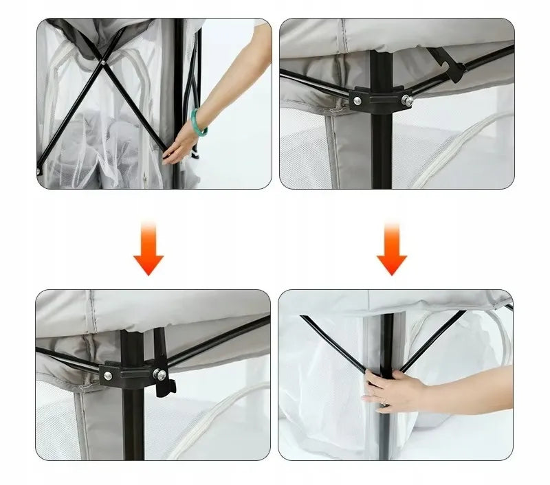 Sulankstomas vaikiškas maniežas K&M, 125 cm, šešiakampis, su užtrauktuku, 6-36 mėn., pilkas