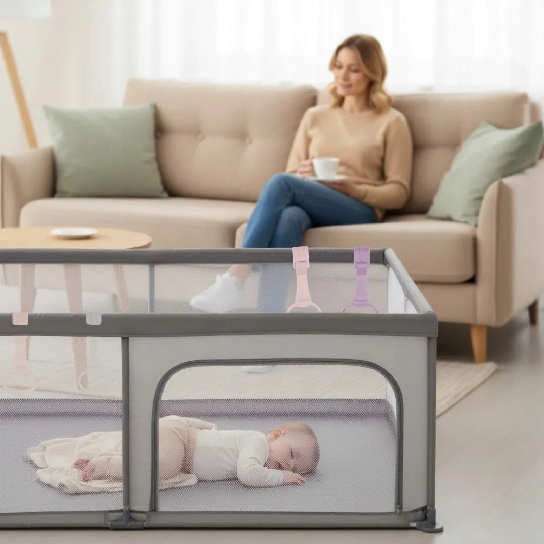 SUN BABY Didelis vaikiškas maniežas-lova 150 x 200 x 68 cm + laikikliai
