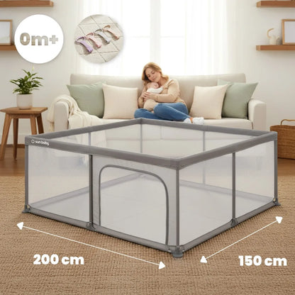 SUN BABY Didelis vaikiškas maniežas-lova 150 x 200 x 68 cm + laikikliai