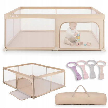 SUN BABY didelis vaikiškas maniežas žaidimų aikštelė 150x200 su rankenomis
