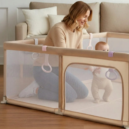 SUN BABY didelis vaikiškas maniežas žaidimų aikštelė 150x200 su rankenomis