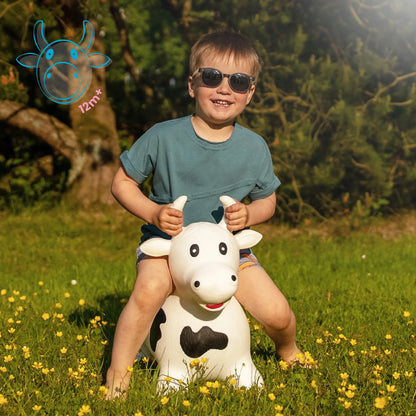 „Sun Baby“ guminis šokinėjantis žaislas vaikams „Byczek“ su pompa, baltas