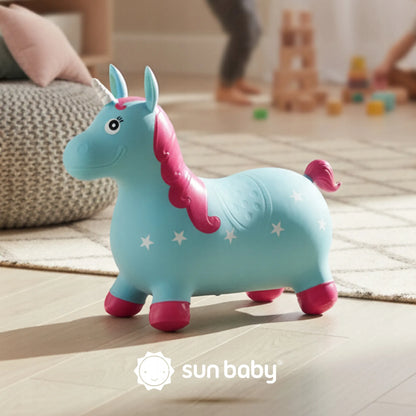 Sun Baby guminis šokliukas vaikams „Vienaragis“ su pompa