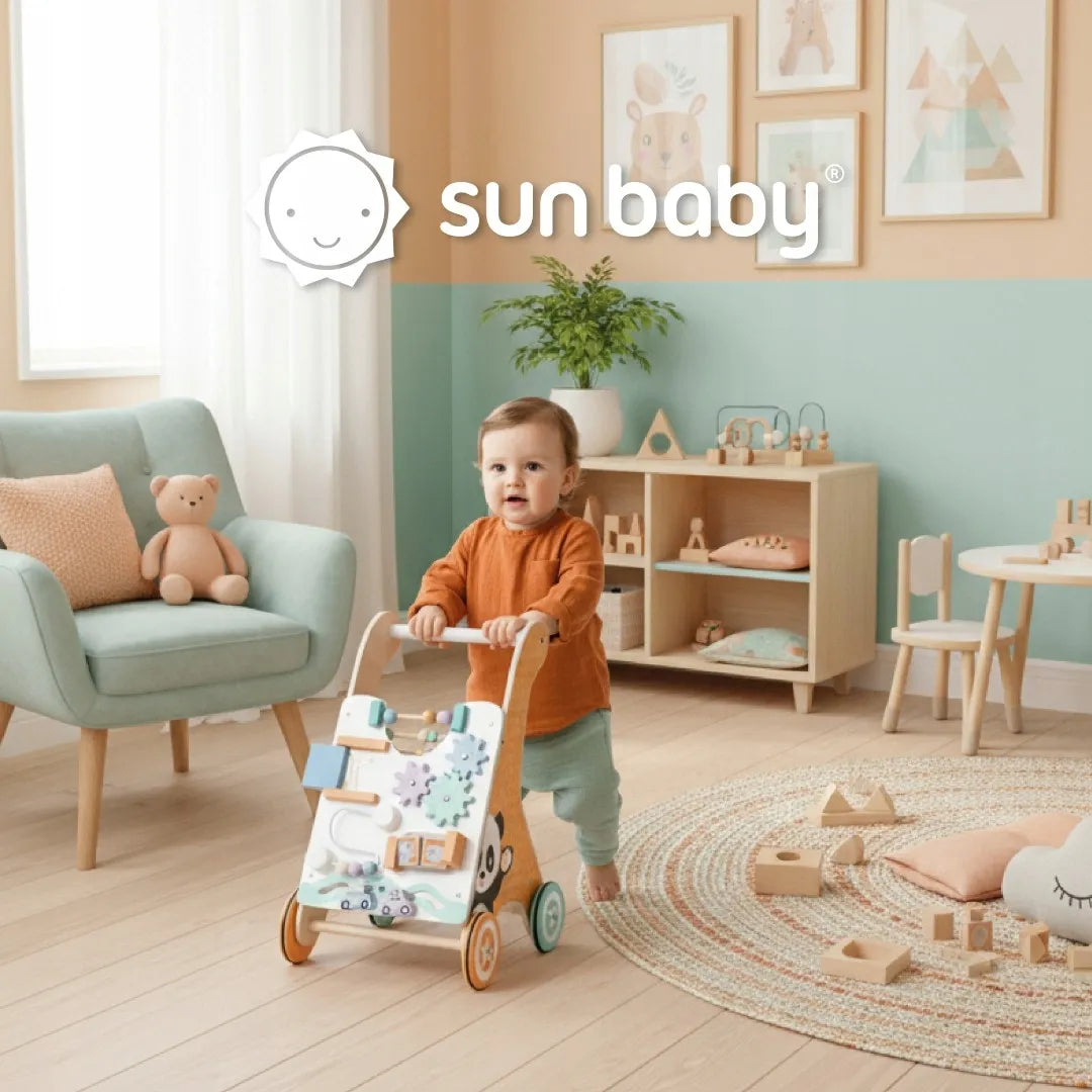 Sun Baby medinis stumdukas vaikams 2in1 su manipuliacine lenta