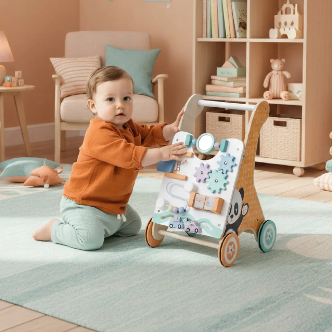 Sun Baby medinis stumdukas vaikams 2in1 su manipuliacine lenta