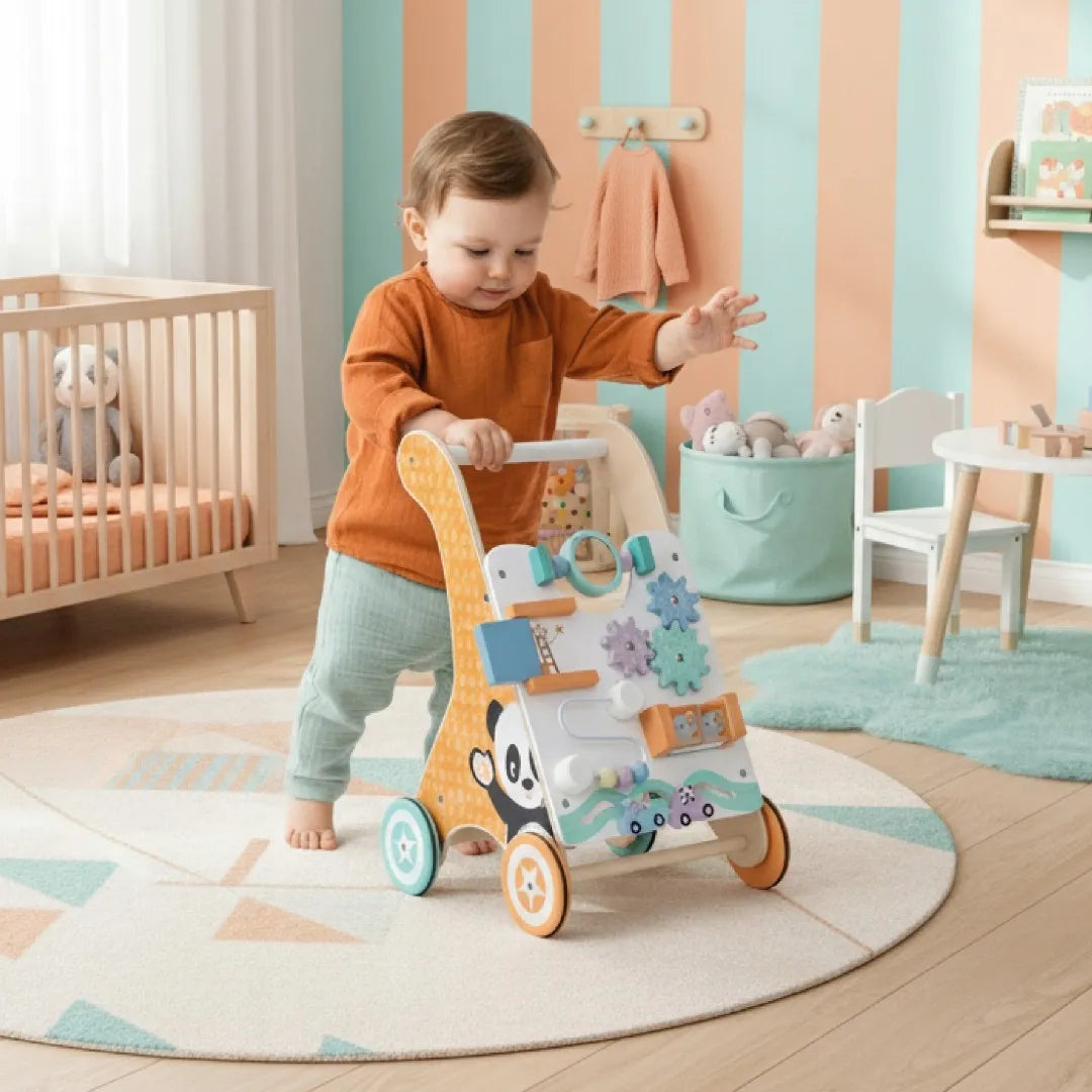 Sun Baby medinis stumdukas vaikams 2in1 su manipuliacine lenta