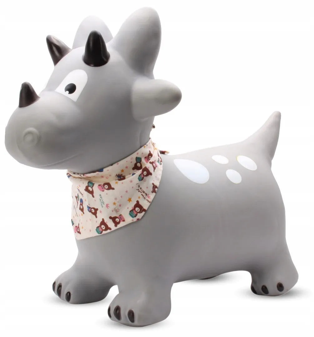 Sun Baby pilkas guminis šokliukas „DINO“ su pompa ir bandana