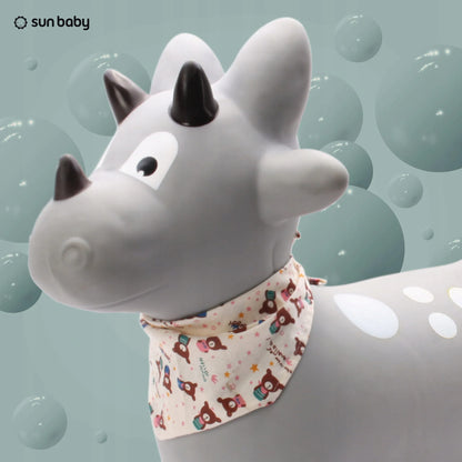 Sun Baby pilkas guminis šokliukas „DINO“ su pompa ir bandana