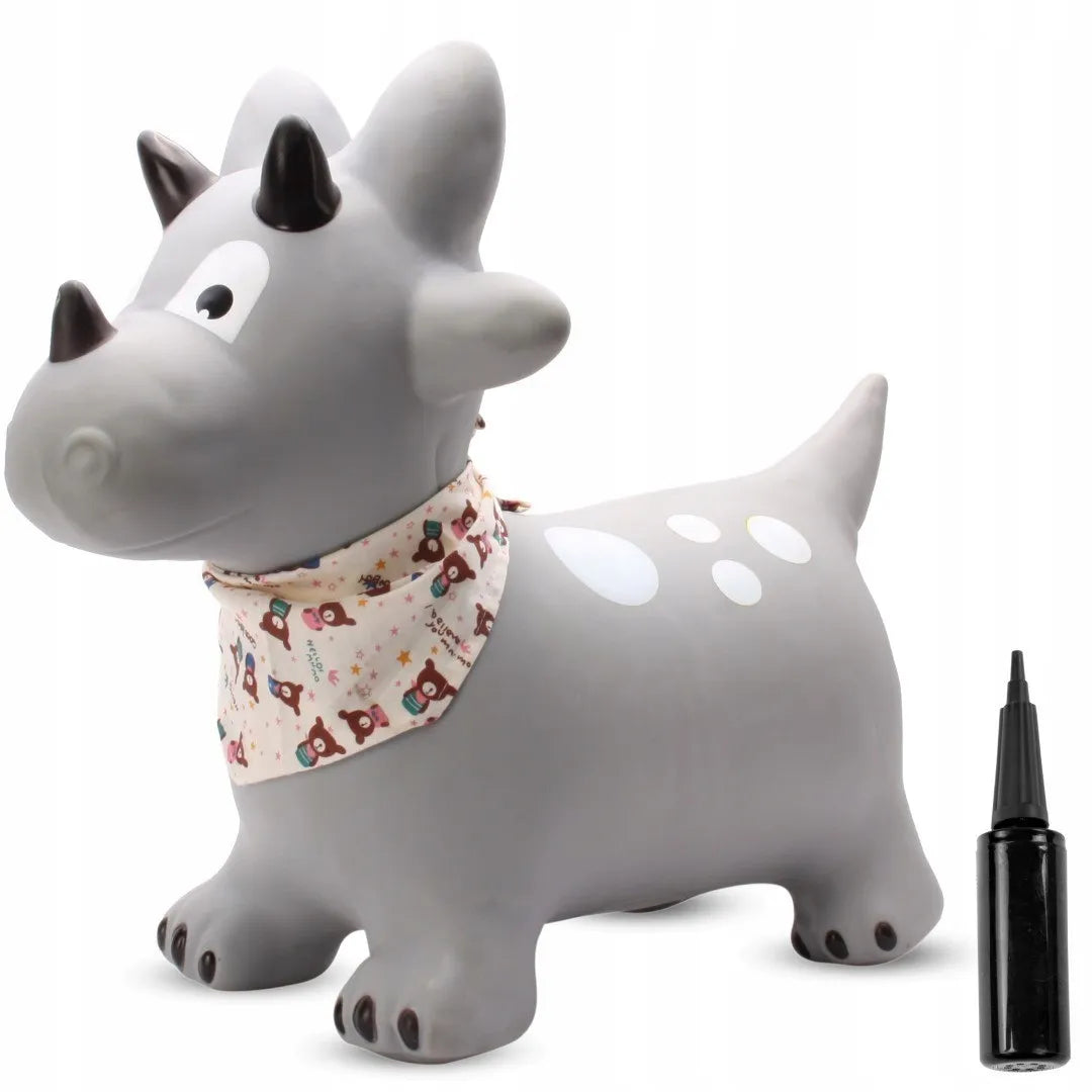 Sun Baby pilkas guminis šokliukas „DINO“ su pompa ir bandana