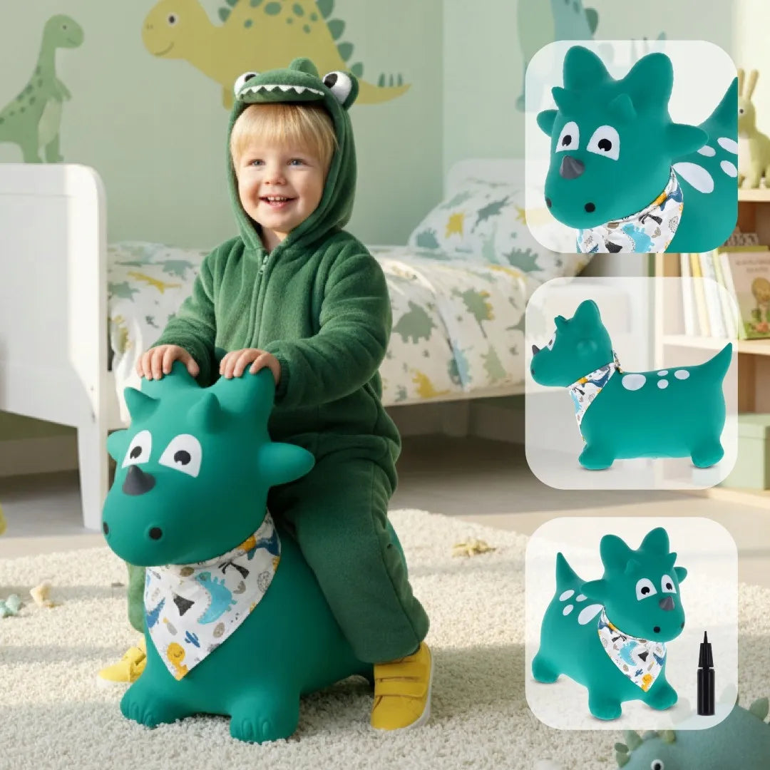 „Sun Baby“ pripučiamas guminis šokliukas vaikams „DINO“ su pompa ir bandana, nuo 12 mėn.