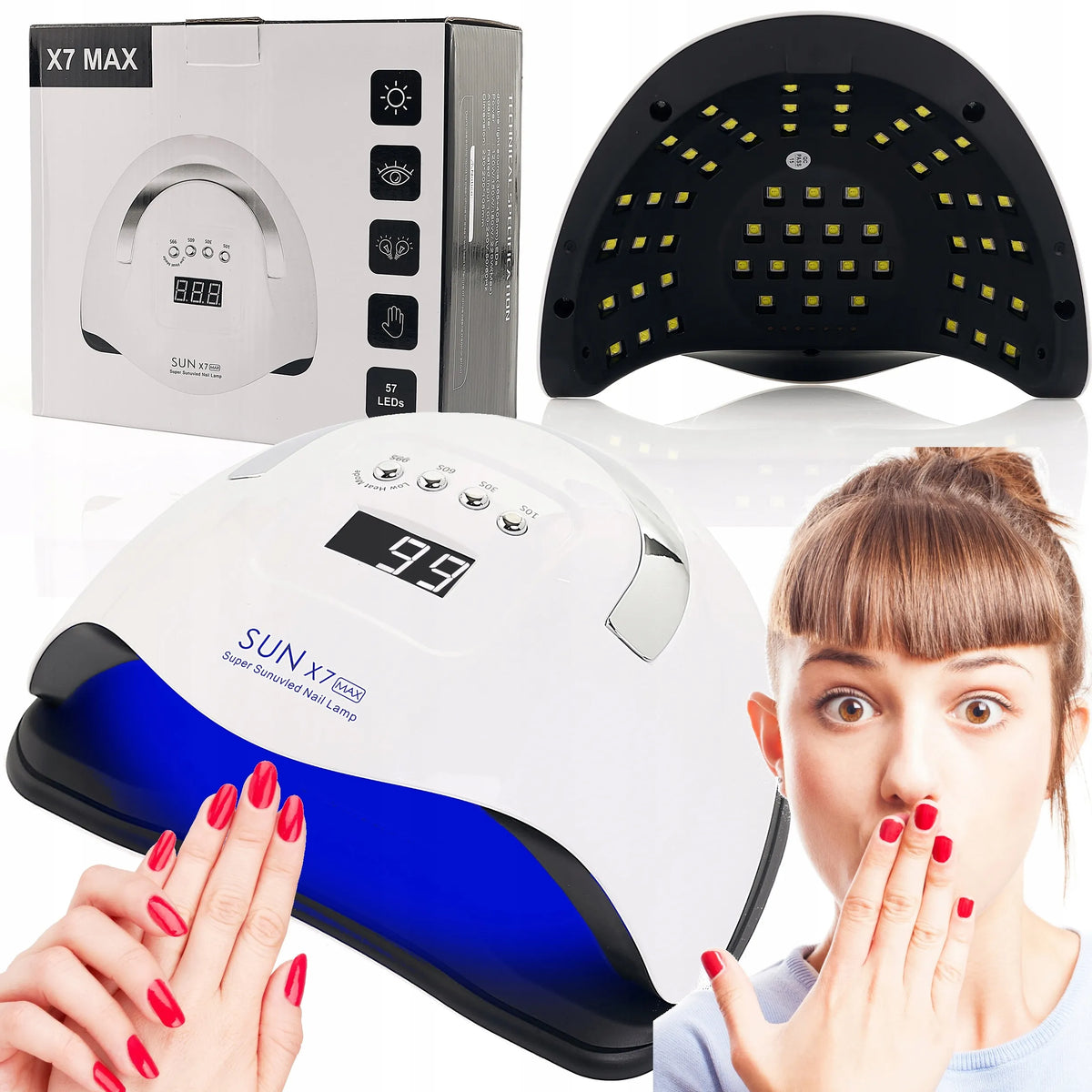 SUN X7 LCD DUAL UV LED nagų kietinimo lempa, 220 W, manikiūrui ir pedikiūrui