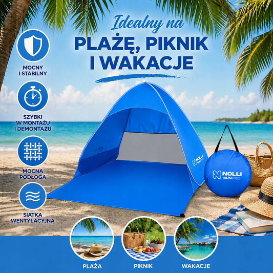 Sunpro Blue Lagoon savaime išsiskleidžianti paplūdimio palapinė vaikams su UV apsauga