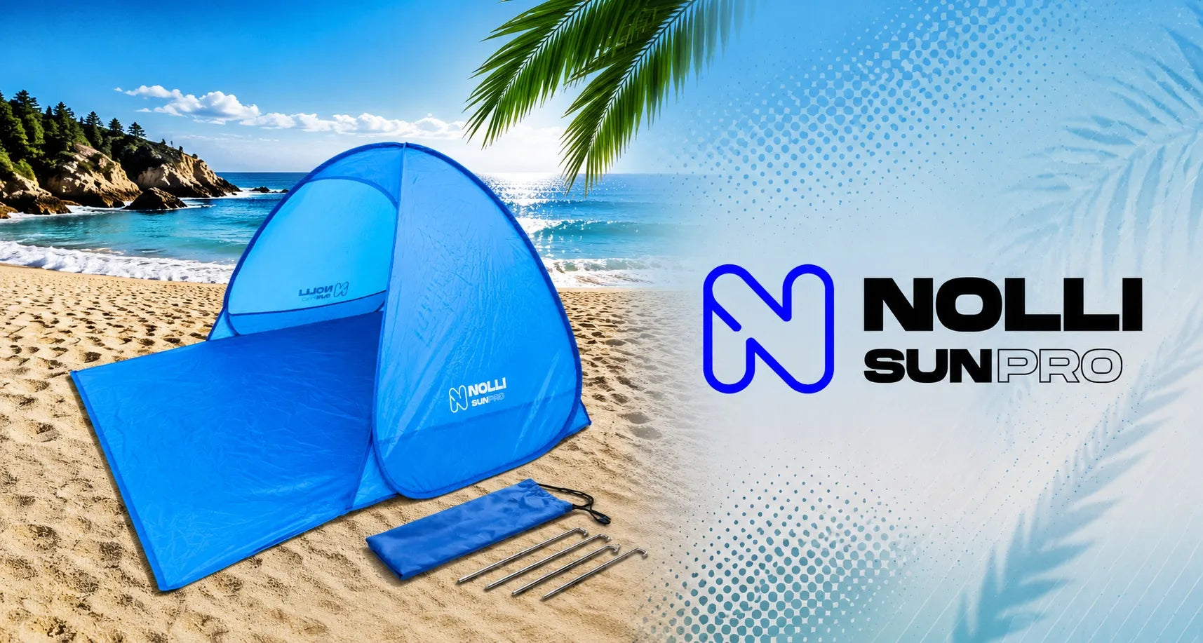 Sunpro Blue Lagoon savaime išsiskleidžianti paplūdimio palapinė vaikams su UV apsauga