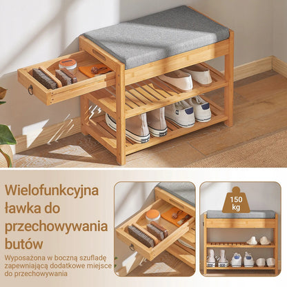 Suoliukas su batų lentynomis ir daiktadėže, 55 cm, SoBuy FSR49-N