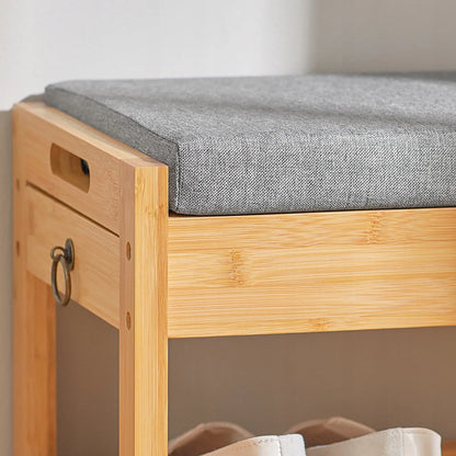 Suoliukas su batų lentynomis ir daiktadėže, 55 cm, SoBuy FSR49-N