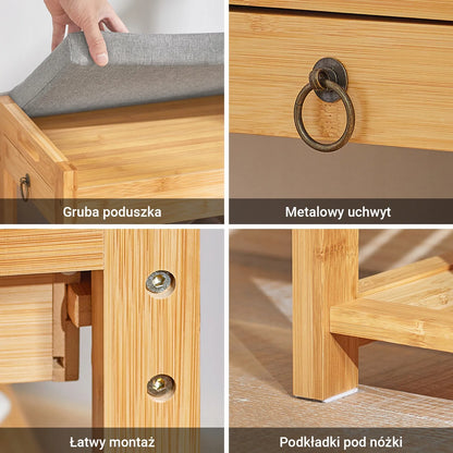 Suoliukas su batų lentynomis ir daiktadėže, 55 cm, SoBuy FSR49-N