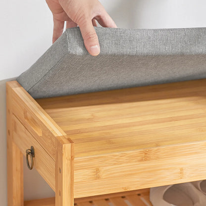 Suoliukas su batų lentynomis ir daiktadėže, 55 cm, SoBuy FSR49-N