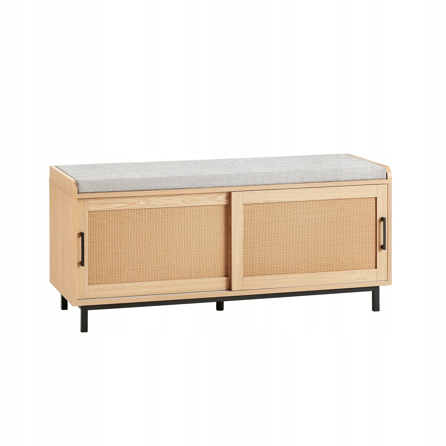 Suoliukas su sėdyne ir batų spintelė su 2 stumdomomis durimis 110cm SoBuy FSR154-N