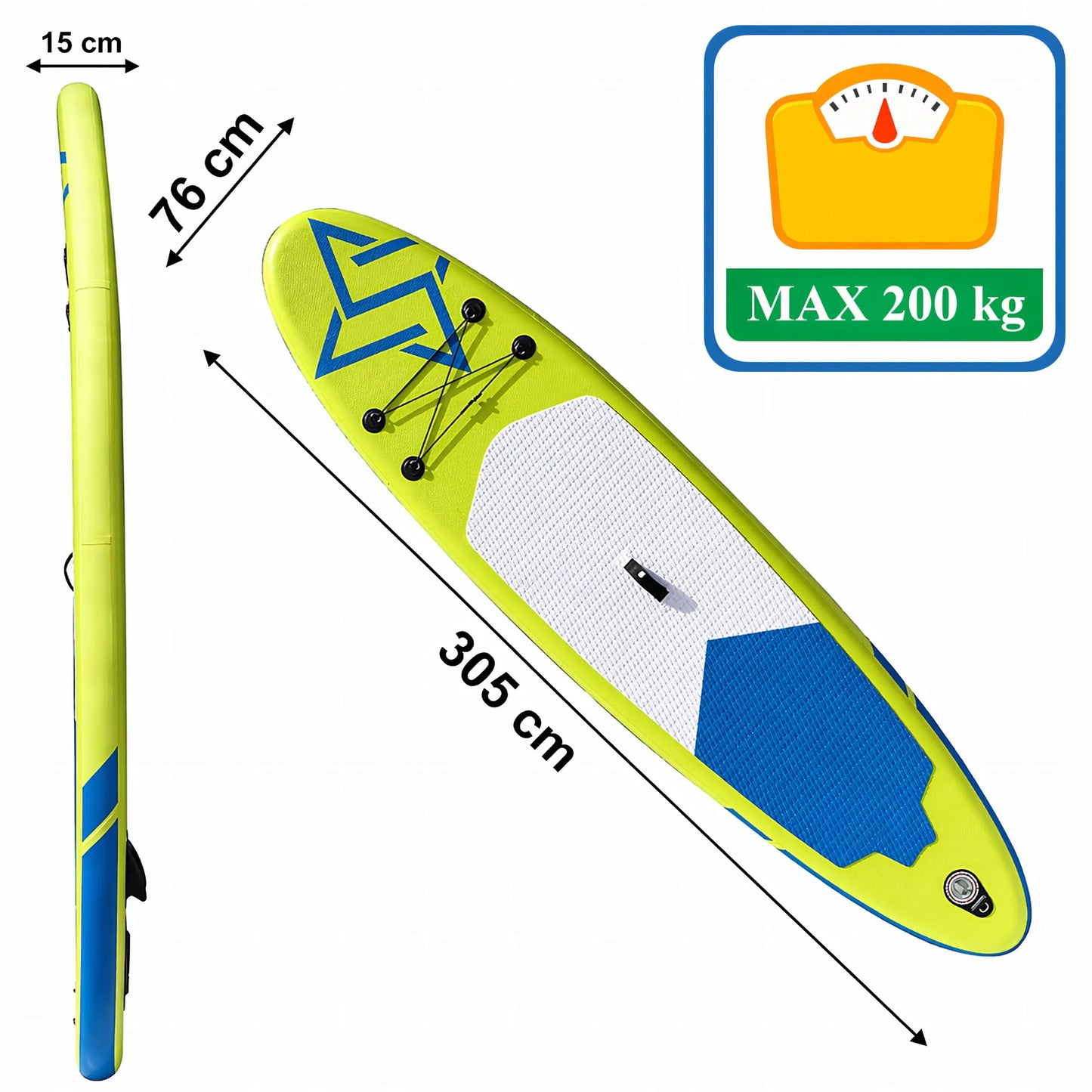 SUP irklentė su priedais, pripučiama, 305 cm