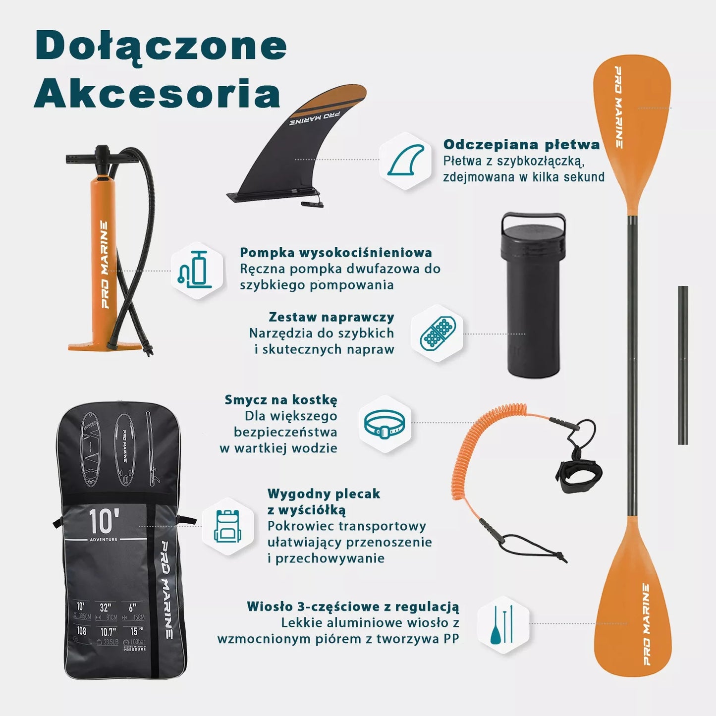 SUP lenta 305cm Stand Up Paddle Pro Marine, rinkinys + sėdynė ir priedai