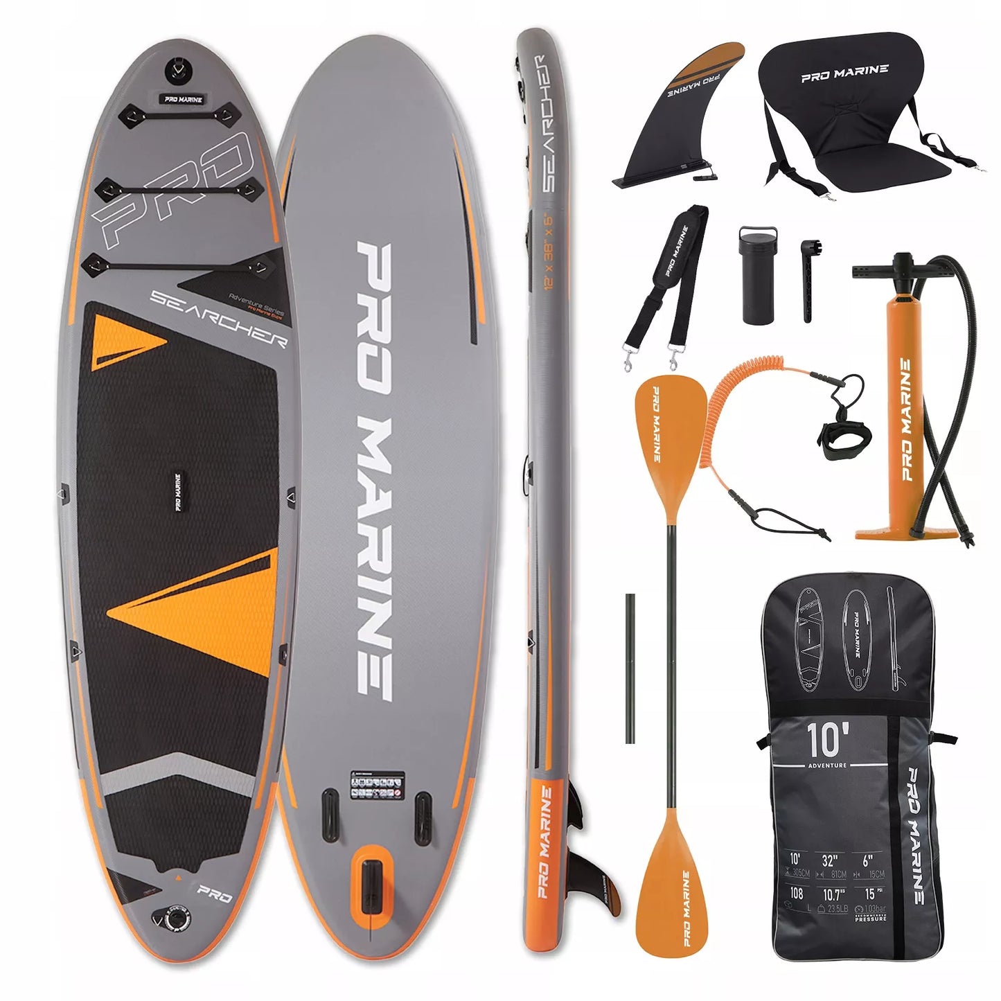 SUP lenta 305cm Stand Up Paddle Pro Marine, rinkinys + sėdynė ir priedai