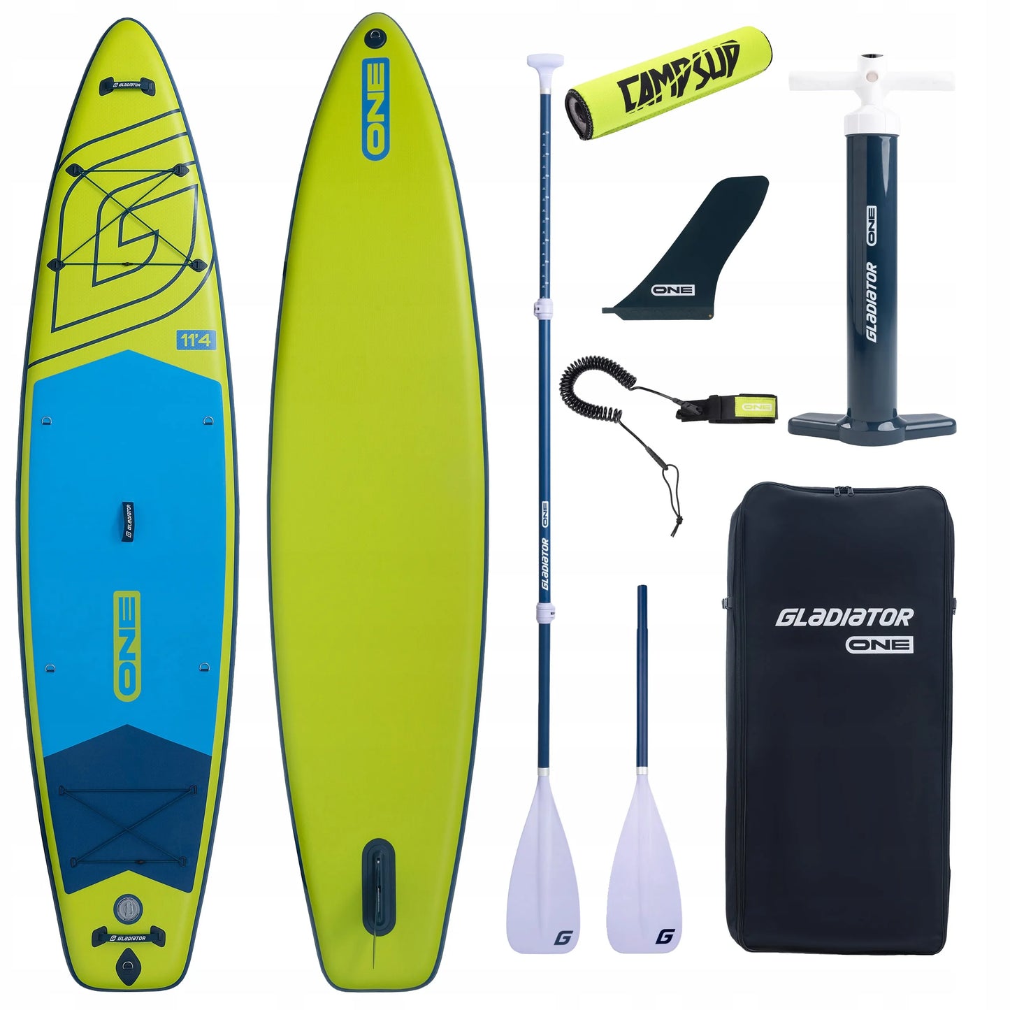 SUP lenta Gladiator ONE 11'4 Touring Lime 2026 + Plūduras + Irklo mentė