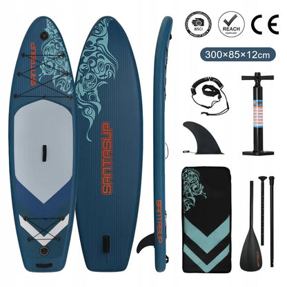 SUP lentos komplektas 300x85x12cm 3 vietų su irklu pompa krepšiu ir priedais