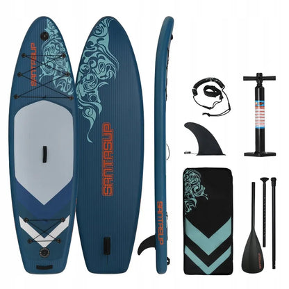 SUP lentos komplektas 300x85x12cm 3 vietų su irklu pompa krepšiu ir priedais