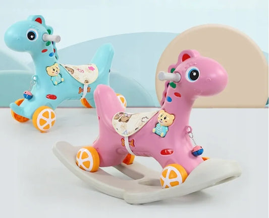SUPAMASIS ARKLIUKAS „KONIK“ 2IN1 – DIDELIS SUPAMASIS ŽAISLAS IR STUMDYKLĖ VAIKAMS, HORSE, SU GARSU, MĖLYNAS