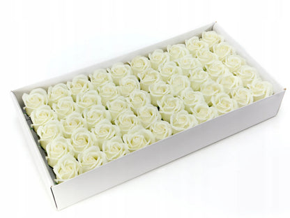 Šviečiančios muilo rožės 50 vnt. - muilo gėlių galvutės „flower box“ dekoracijoms