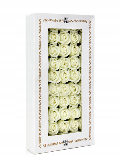 Šviečiančios muilo rožės 50 vnt. - muilo gėlių galvutės „flower box“ dekoracijoms