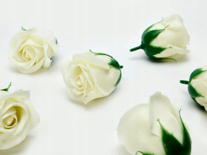 Šviečiančios muilo rožės 50 vnt. - muilo gėlių galvutės „flower box“ dekoracijoms