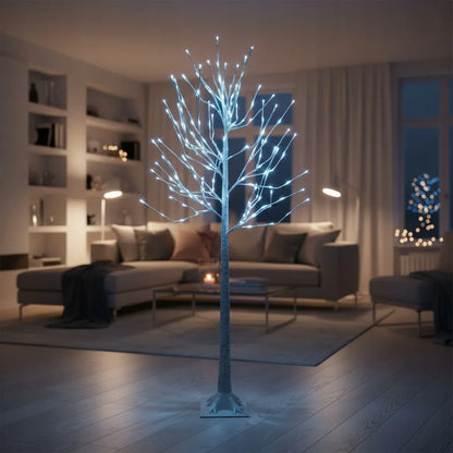 Šviečiantis dekoratyvinis kalėdinis LED beržas 150 cm, šaltai baltos lemputės