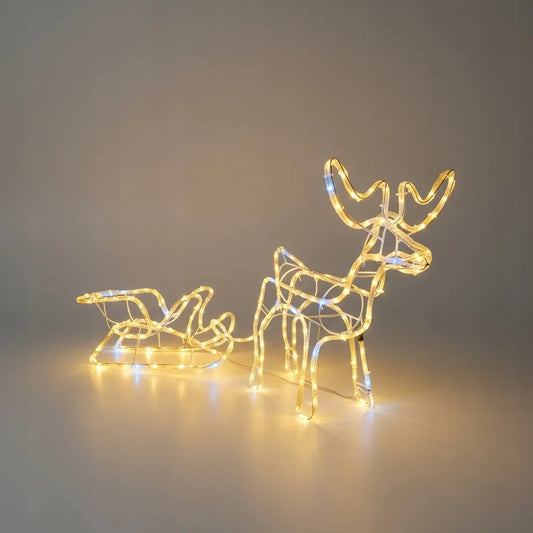 Šviečiantis LED elnias su rogėmis – kalėdinė dekoracija sodui ir laukui, šilta balta šviesa