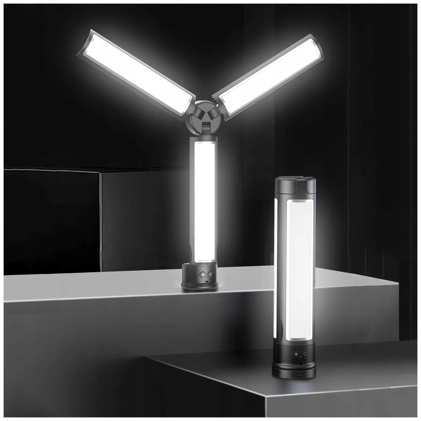 Šviestuvas su 3 LED panelėmis ir IR nuotolinio valdymo pulteliu SEAJIC Oth-AB502 8W AKU 2850 mAh