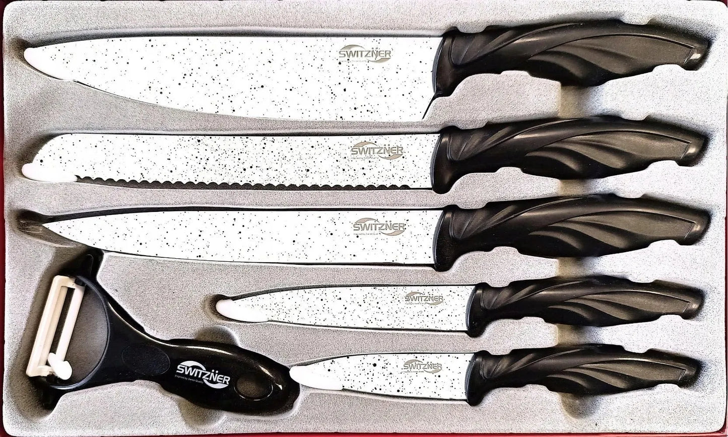 Switzner virtuvinių peilių rinkinys SW-92820 black/white - 6 dalys