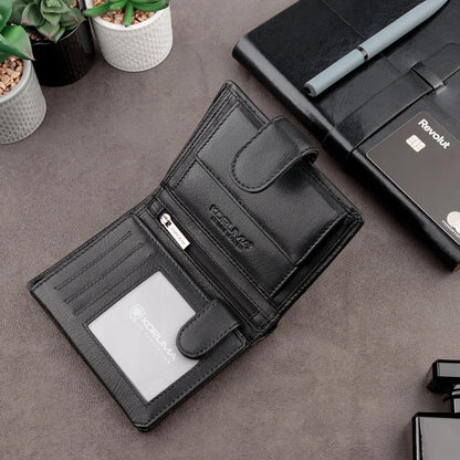 Talpi vyriška vertikali odinė piniginė su RFID BLOCK™ apsauga, juoda | KORUMA