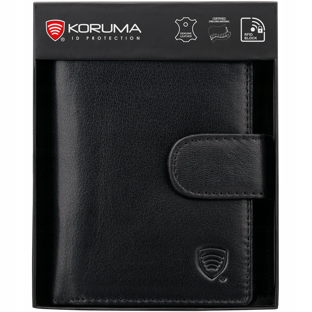 Talpi vyriška vertikali odinė piniginė su RFID BLOCK™ apsauga, juoda | KORUMA