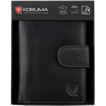 Talpi vyriška vertikali odinė piniginė su RFID BLOCK™ apsauga, juoda | KORUMA