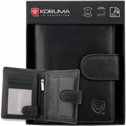 Talpi vyriška vertikali odinė piniginė su RFID BLOCK™ apsauga, juoda | KORUMA