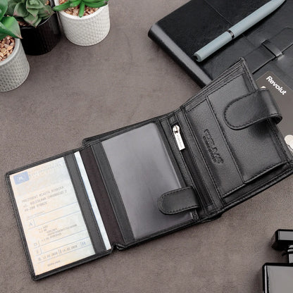 Talpi vyriška vertikali odinė piniginė su RFID BLOCK™ apsauga, juoda | KORUMA
