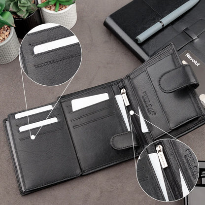 Talpi vyriška vertikali odinė piniginė su RFID BLOCK™ apsauga, juoda | KORUMA