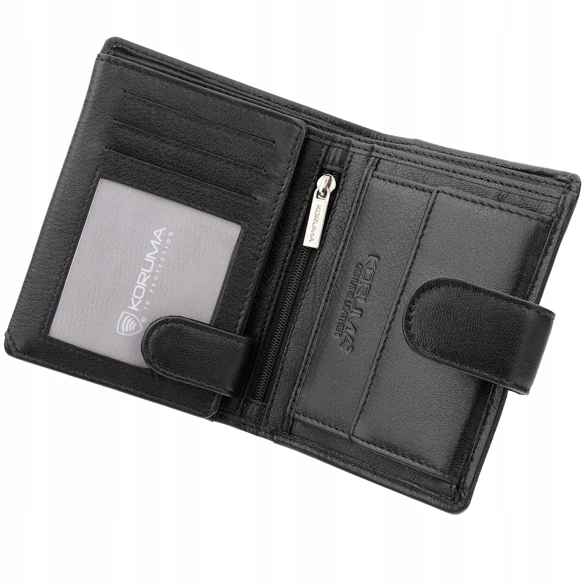 Talpi vyriška vertikali odinė piniginė su RFID BLOCK™ apsauga, juoda | KORUMA