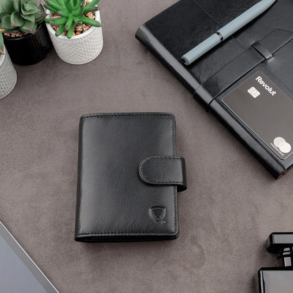 Talpi vyriška vertikali odinė piniginė su RFID BLOCK™ apsauga, juoda | KORUMA