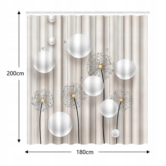 Tekstilinė dušo užuolaida 180 × 200 cm, antibakterinė, atspari vandeniui