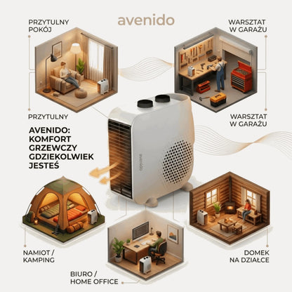 Termoventiliatorius avenido AV7760, elektrinis šildytuvas 2000 W, su termostatu